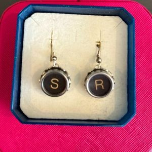 Vintage Typewriter Key Earrings